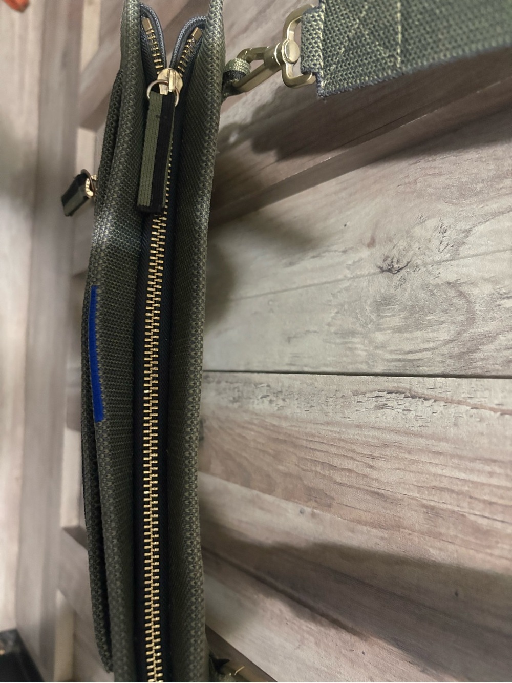 Rothy's Green Dual-Zip Crossbody with Black Stripe and Gold Hardware - Picture 6 of 6